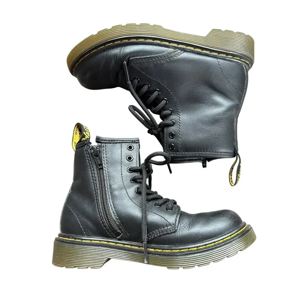 Dr. Martens Junior 1460 Side Zipper Leather Boots Size 1